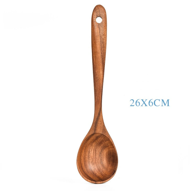 Elegant Cookware, Teak Natural Wood Tableware Spoon Ladle Turner Rice Colander Soup Skimmer Cooking Tool Sets Spoon Scoop Kitchen Tools Gadgets