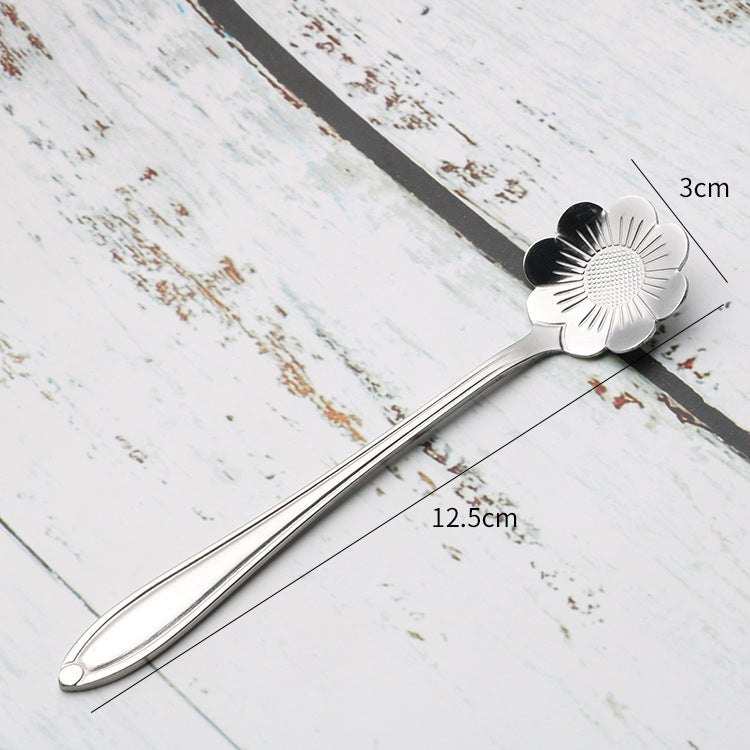 Amazing Gifts, Teaspoons Rose Shaped Flower Stainless Steel Kitchen Tableware Handle Cutlery Mini Dessert Tea Dining Spoon For Snacks