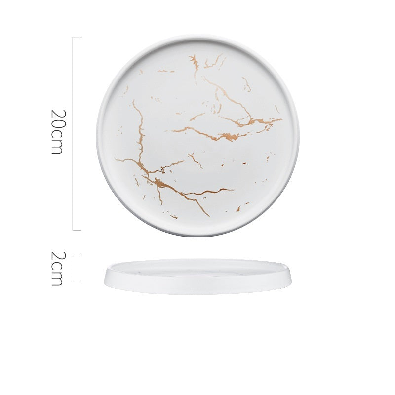 Nordic Style Marble Plate Household Ceramic Dish, Dazzling Dinnerware