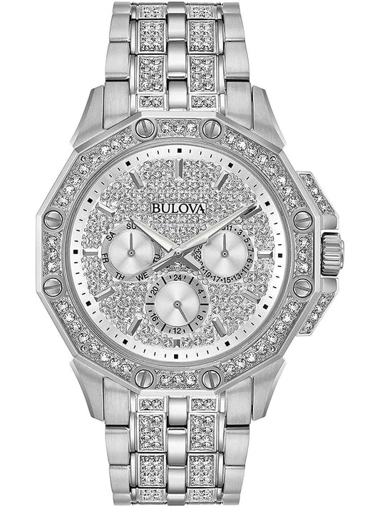 Bulova Men's Crystals Octava Stainless Steel 6-Hand Multi-Function Quartz Watch Style: 96C134