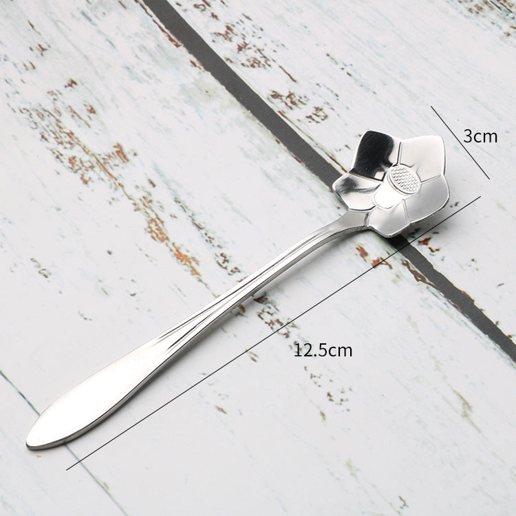 Amazing Gifts, Teaspoons Rose Shaped Flower Stainless Steel Kitchen Tableware Handle Cutlery Mini Dessert Tea Dining Spoon For Snacks