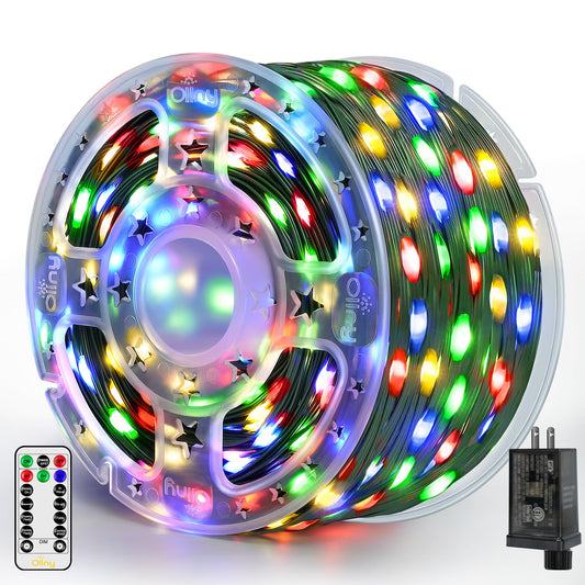 Ollny Christmas Lights 800 LED 262FT Plug in, IP67 Waterproof Green Wire Outdoor Christmas Lights with Remote, 8 Modes with Timer Christmas Tree Lights for House Indoor Xmas Decorations Multicolored