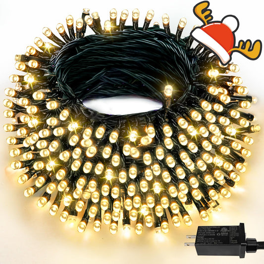 Extra-Long 95FT 240LED Christmas Lights Outdoor/Indoor,Timer & Memory & 8 Modes, Christmas String Lights Waterproof Green Wire Tree Lights For Xmas Party Garden Christmas Tree Decorations (Warm White)