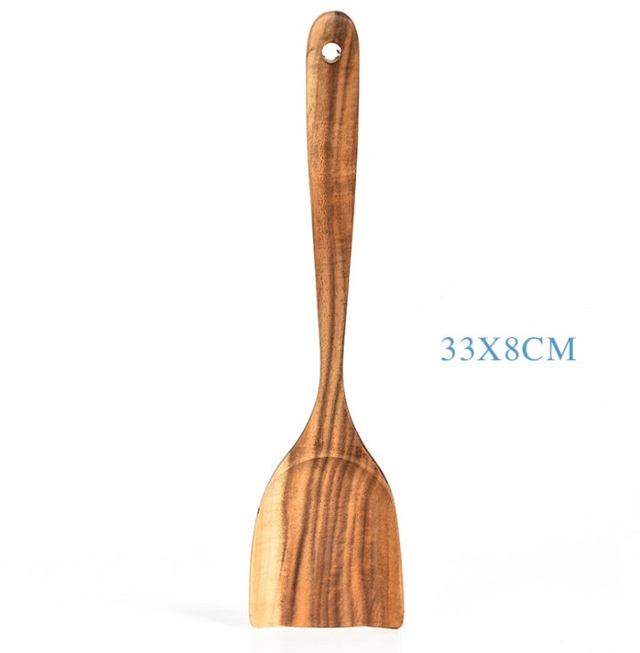 Elegant Cookware, Teak Natural Wood Tableware Spoon Ladle Turner Rice Colander Soup Skimmer Cooking Tool Sets Spoon Scoop Kitchen Tools Gadgets