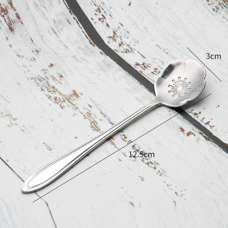 Amazing Gifts, Teaspoons Rose Shaped Flower Stainless Steel Kitchen Tableware Handle Cutlery Mini Dessert Tea Dining Spoon For Snacks