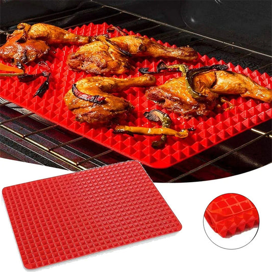 Amazing Non-Stick Silicone Pyramid Cooking Mat Baking Mat With Grid Versatile Oven BBQ Cooking Mat Heat-Resistant Mat Kitchen Tools Kitchen Gadgets