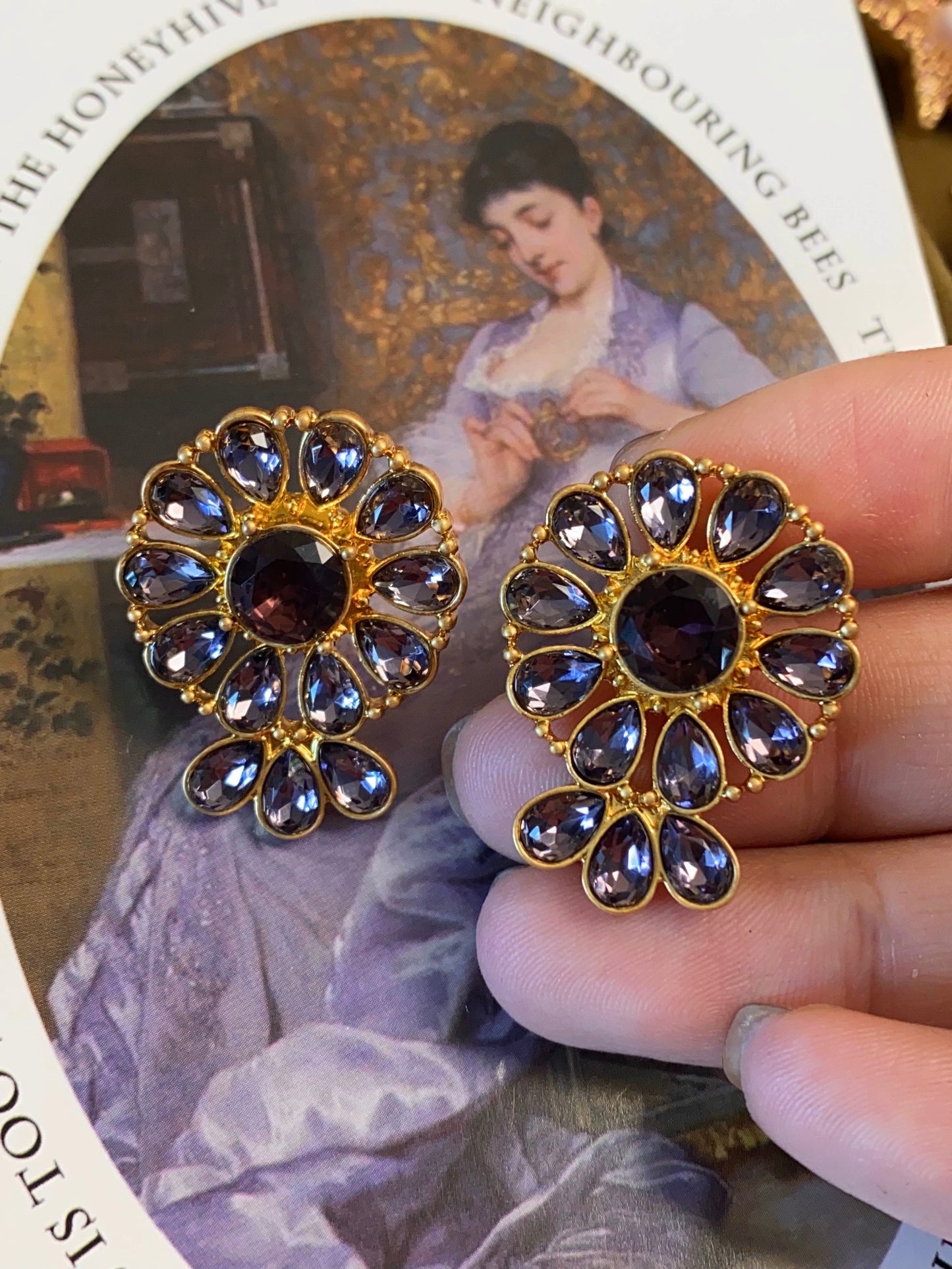 Exquisite Retro Round Vintage Earrings, Dazzling Retro Vintage Earrings