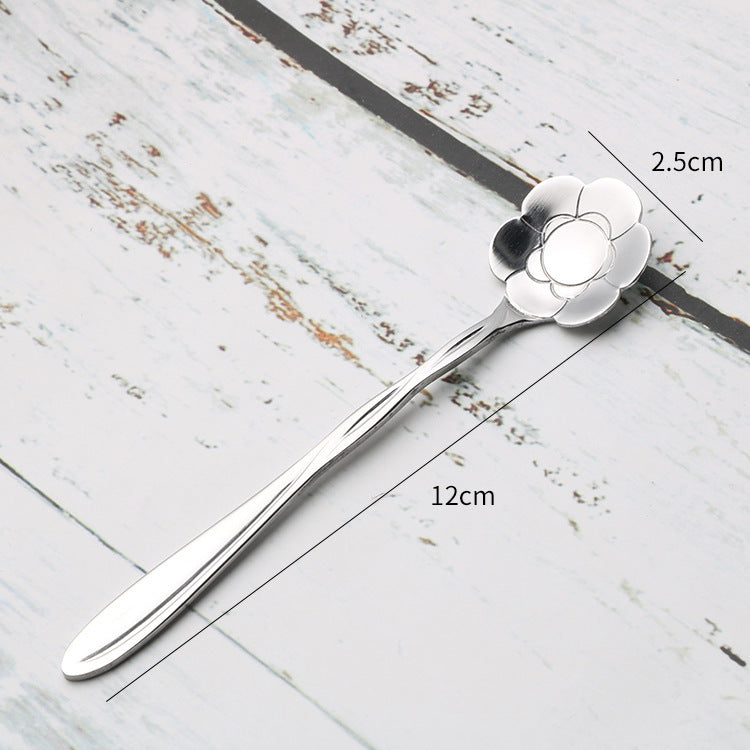 Amazing Gifts, Teaspoons Rose Shaped Flower Stainless Steel Kitchen Tableware Handle Cutlery Mini Dessert Tea Dining Spoon For Snacks