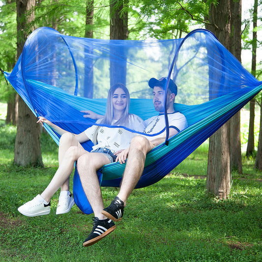 Amazing Camping Gear, Fully Automatic Quick Opening Hammock With Mosquito Net