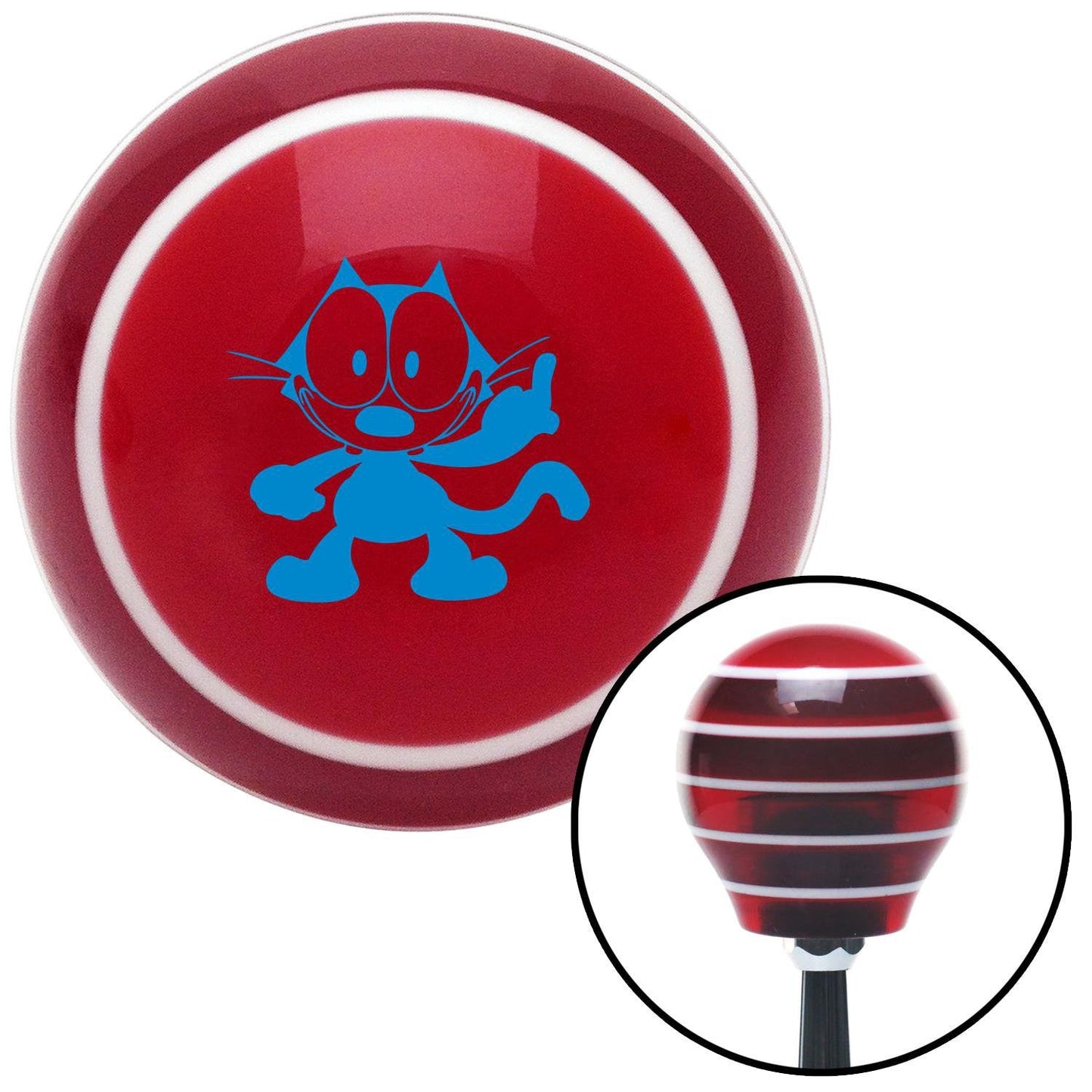 Blue Felix The Cat Middle Finger Red Stripe Shift Knob with M16 x 15 Insert