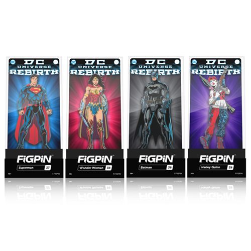 DC Comics Rebirth FiGPiN Enamel Pins 6-Pack Display Case    